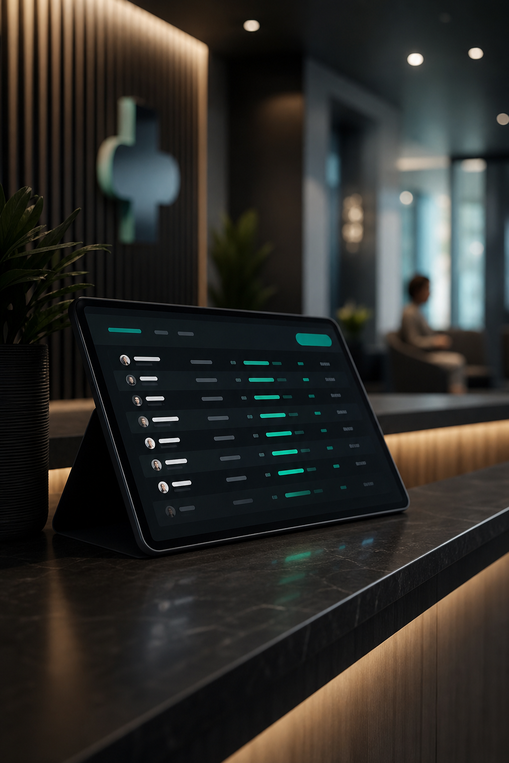 Clinic queue board on a tablet